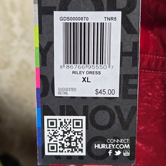 Hurley Size XL "Riley" Dress Adj. Spaghetti Strap Red Pink Elastic Waist NWT - Picture 12 of 16